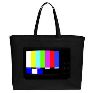 Retro TV Screen Colored Lines Cotton Canvas Jumbo Tote