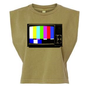 Retro TV Screen Colored Lines Garment-Dyed Women's Muscle Tee