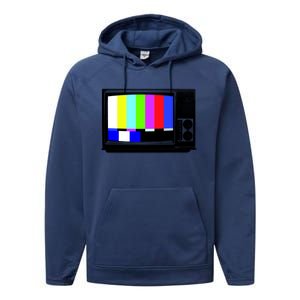 Retro TV Screen Colored Lines Performance Fleece Hoodie