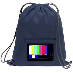 Retro TV Screen Colored Lines Sweatshirt Cinch Pack Bag