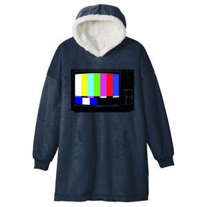 Retro TV Screen Colored Lines Hooded Wearable Blanket