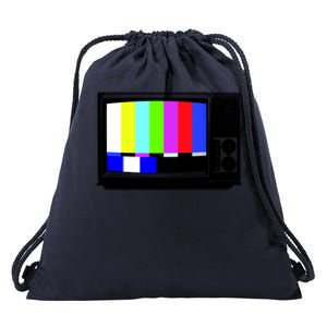 Retro TV Screen Colored Lines Drawstring Bag