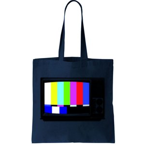 Retro TV Screen Colored Lines Tote Bag