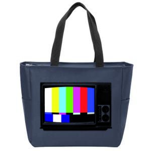 Retro TV Screen Colored Lines Zip Tote Bag