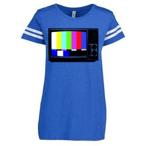 Retro TV Screen Colored Lines Enza Ladies Jersey Football T-Shirt