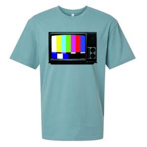 Retro TV Screen Colored Lines Sueded Cloud Jersey T-Shirt