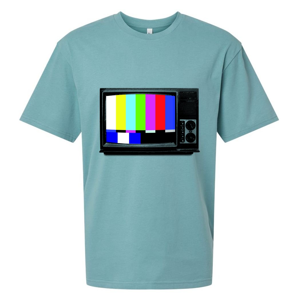 Retro TV Screen Colored Lines Sueded Cloud Jersey T-Shirt