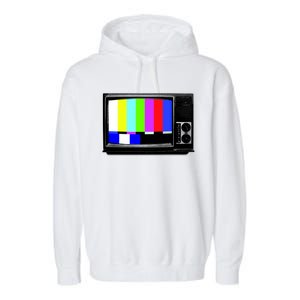 Retro TV Screen Colored Lines Garment-Dyed Fleece Hoodie