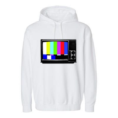 Retro TV Screen Colored Lines Garment-Dyed Fleece Hoodie