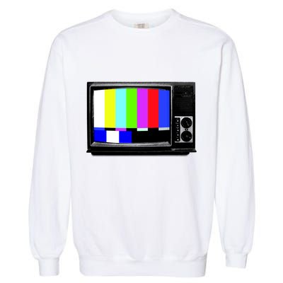 Retro TV Screen Colored Lines Garment-Dyed Sweatshirt