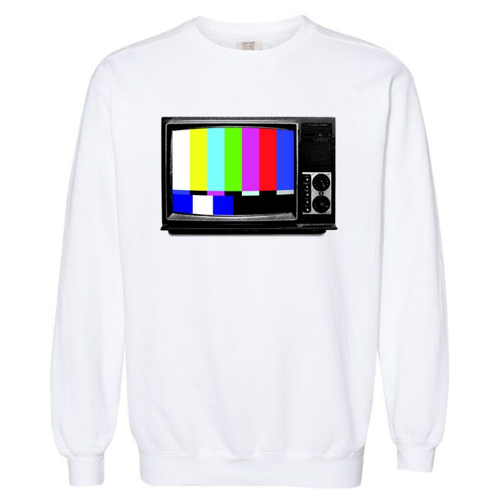 Retro TV Screen Colored Lines Garment-Dyed Sweatshirt