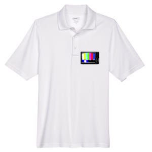 Retro TV Screen Colored Lines Men's Origin Performance Pique Polo