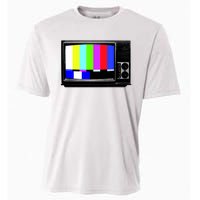 Retro TV Screen Colored Lines Cooling Performance Crew T-Shirt