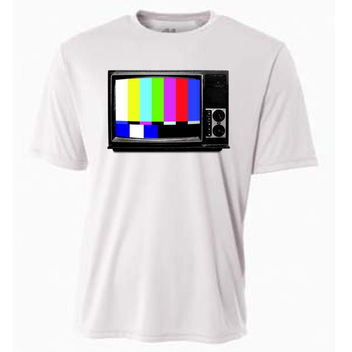 Retro TV Screen Colored Lines Cooling Performance Crew T-Shirt