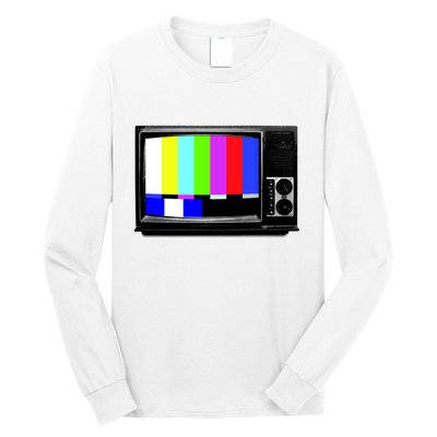 Retro TV Screen Colored Lines Long Sleeve Shirt