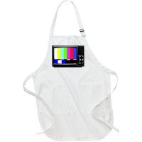 Retro TV Screen Colored Lines Full-Length Apron With Pockets