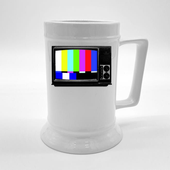 Retro TV Screen Colored Lines Beer Stein