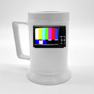 Retro TV Screen Colored Lines Beer Stein