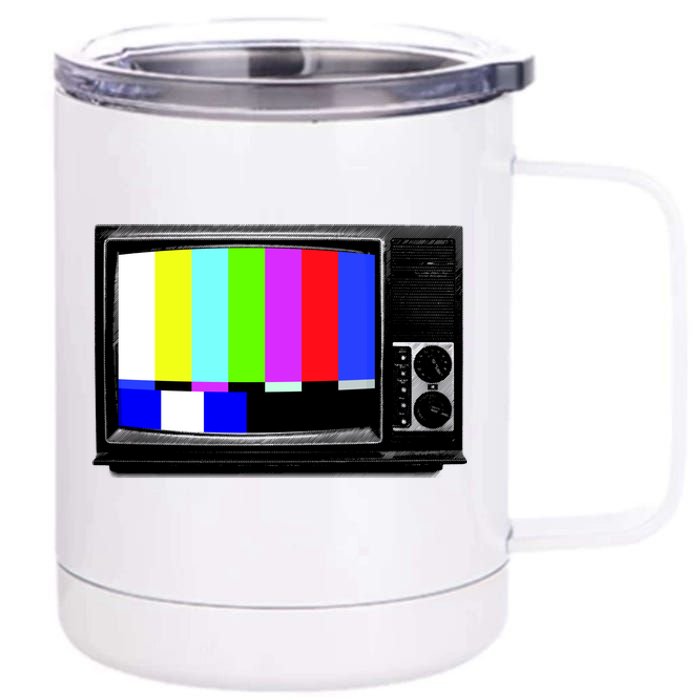 Retro TV Screen Colored Lines 12 oz Stainless Steel Tumbler Cup