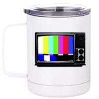 Retro TV Screen Colored Lines 12 oz Stainless Steel Tumbler Cup