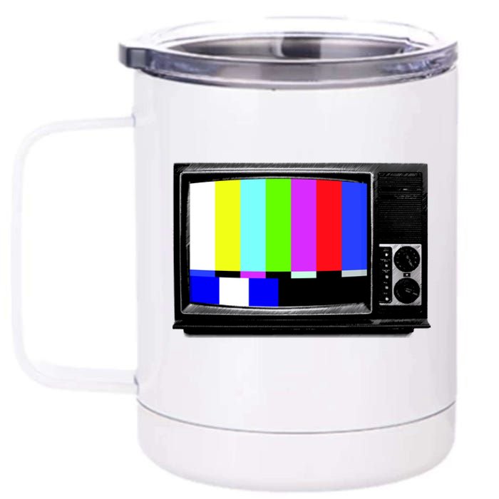 Retro TV Screen Colored Lines 12 oz Stainless Steel Tumbler Cup