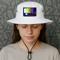 Retro TV Screen Colored Lines Bucket Hat