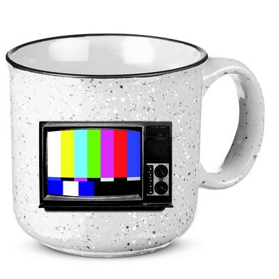 Retro TV Screen Colored Lines 15oz Campfire Ceramic Mug