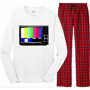 Retro TV Screen Colored Lines Long Sleeve Pajama Set