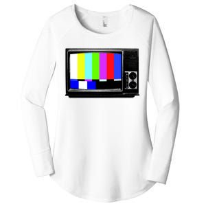 Retro TV Screen Colored Lines Women's Perfect Tri Tunic Long Sleeve Shirt