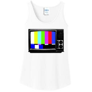 Retro TV Screen Colored Lines Ladies Essential Tank