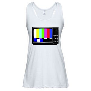 Retro TV Screen Colored Lines Ladies Essential Flowy Tank