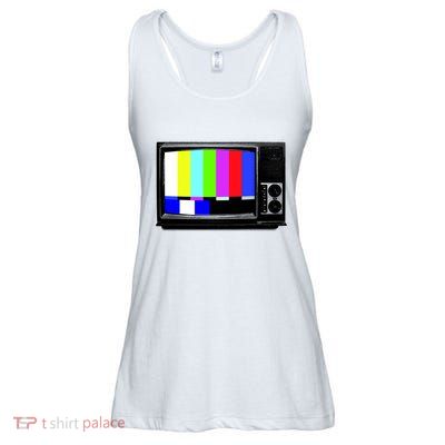 Retro TV Screen Colored Lines Ladies Essential Flowy Tank