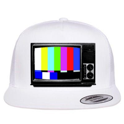 Retro TV Screen Colored Lines Flat Bill Trucker Hat