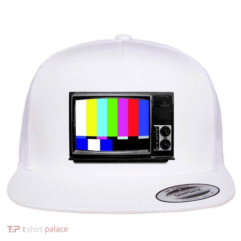 Retro TV Screen Colored Lines Flatbill Hat