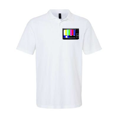 Retro TV Screen Colored Lines Softstyle Adult Sport Polo