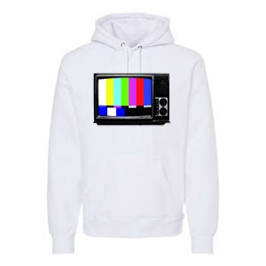 Retro TV Screen Colored Lines Premium Hoodie