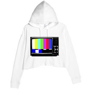 Retro TV Screen Colored Lines Crop Fleece Hoodie