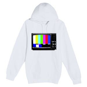 Retro TV Screen Colored Lines Premium Pullover Hoodie