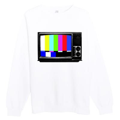 Retro TV Screen Colored Lines Premium Crewneck Sweatshirt