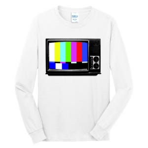 Retro TV Screen Colored Lines Tall Long Sleeve T-Shirt