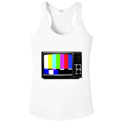 Retro TV Screen Colored Lines Ladies PosiCharge Competitor Racerback Tank