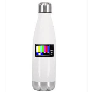 Retro TV Screen Colored Lines Stainless Steel Insulated Water Bottle