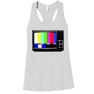 Retro TV Screen Colored Lines Women's Racerback Tank