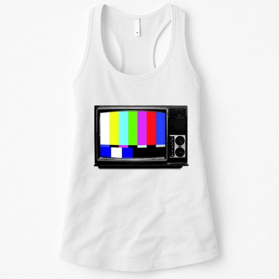 Retro TV Screen Colored Lines Womens Tank Top
