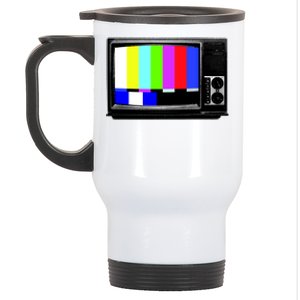 Retro TV Screen Colored Lines Stainless Steel Travel Mug