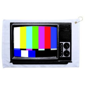 Retro TV Screen Colored Lines Grommeted Golf Towel