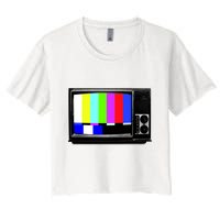 Retro TV Screen Colored Lines Crop Top