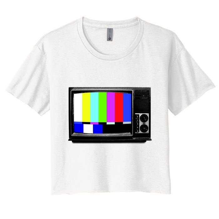 Retro TV Screen Colored Lines Crop Top