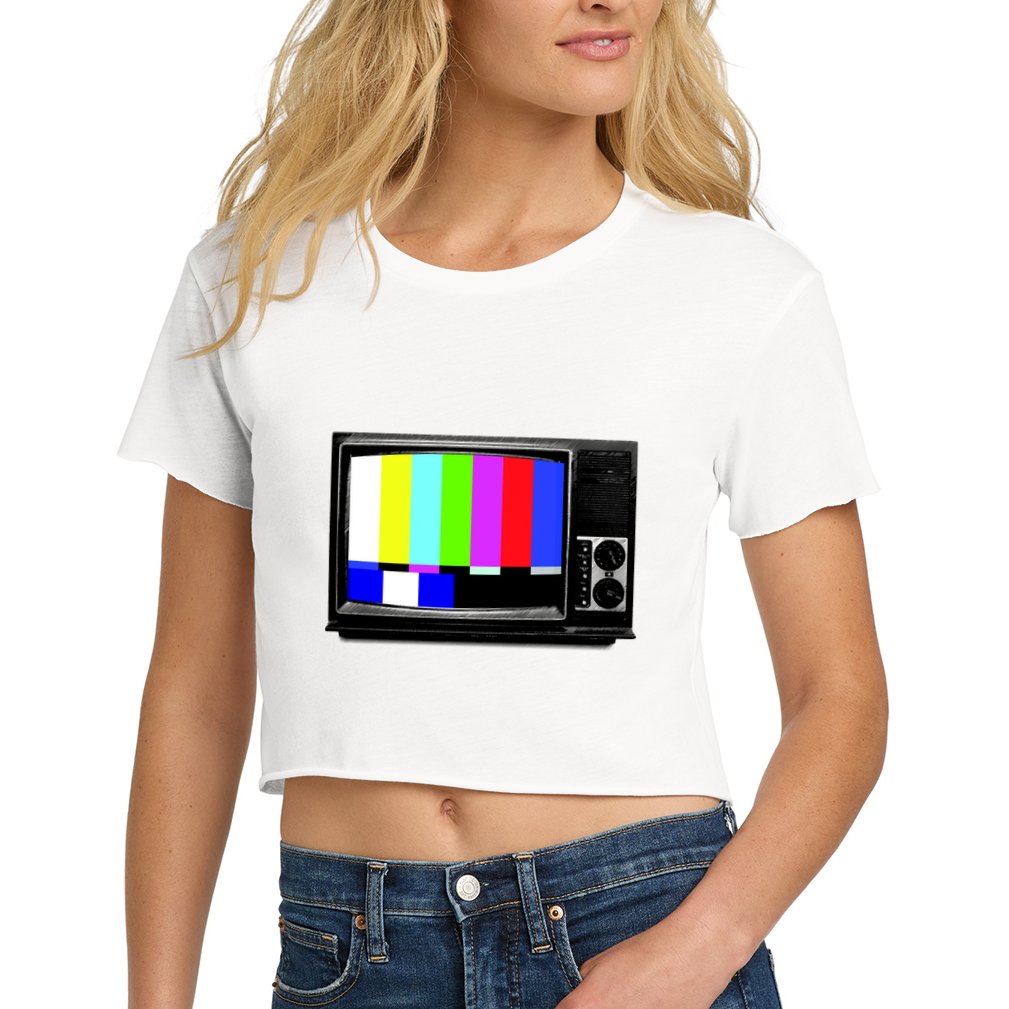 Retro TV Screen Colored Lines Crop Top