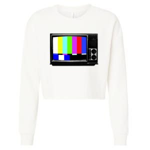 Retro TV Screen Colored Lines Cropped Pullover Crew